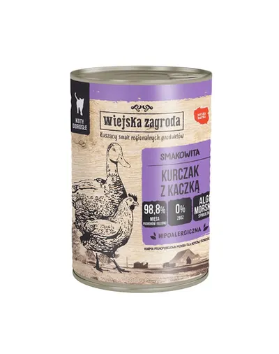 WIEJSKA ZAGRODA Conserva pui cu rata, pentru pisici 400 g