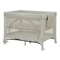 Patut pliant, Lionelo, Laura, 102 x 74 cm, Cu doua nivele, Functie de tarc, Cu roti, Include salteluta si geanta de transport, Pereti din plasa, Deschidere laterala, Pana la 15 kg, 0 luni +, Bej