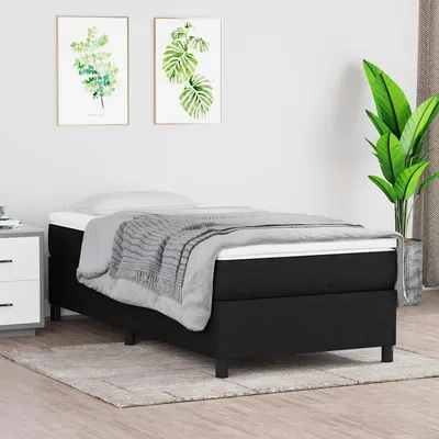 vidaXL Cadru de pat cu arcuri țesătură neagră 90x190 cm