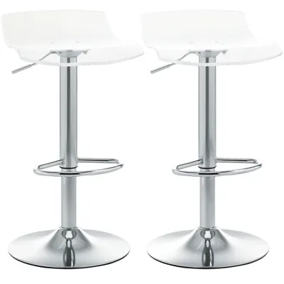 HOMCOM Scaune Bar 2 piese cu Înălțime Reglabilă, Șezut Rotativ și Suport pentru Picioare, 39x39x67-87 cm, Transparent | Aosom Romania