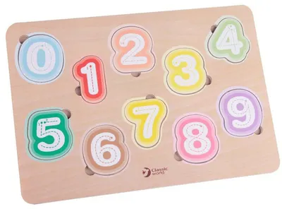 Puzzle din lemn Classic World - Numere si fructe
