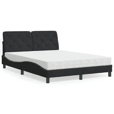 vidaXL Pat cu saltea, negru, 140x190 cm, catifea