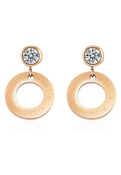 Cercei decorati cu cristale zirconia Agathe - Auriu rose