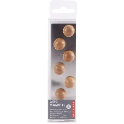 Kikkerland Wood Magnets (Set of 6), Brown