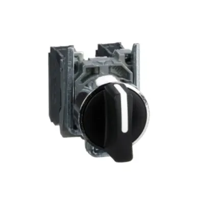 Comutator selector negru Ø22 3 pozitii stau pus 2NO 600V