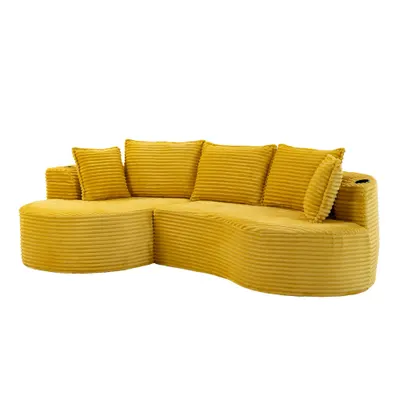 Bogesofa din catifea reiată, Galben | Aosom Romania