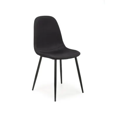 Scaun scandinav cu cadru metalic, tapiterie material textil, 43x47x87x49 cm, negru
