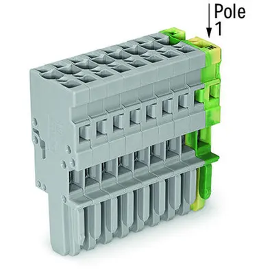 1-conductor female plug; 4 mm²; 10-pole; 4,00 mm²; gray, green-yellow