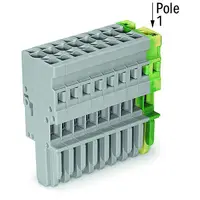 1-conductor female plug; 4 mm²; 10-pole; 4,00 mm²; gray, green-yellow