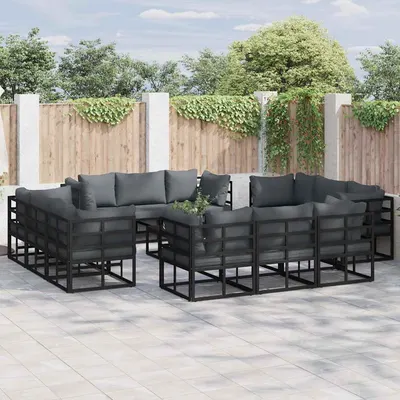 vidaXL Set de canapele pentru grădină 13 buc. Negru Metal