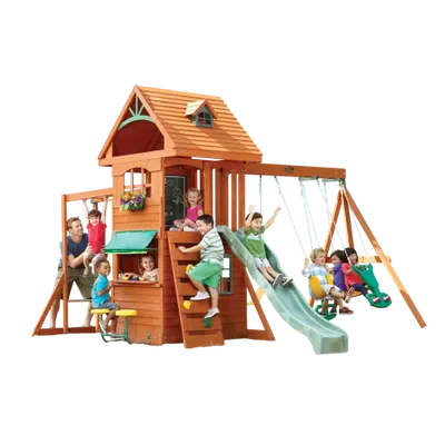 Spatiu de joaca din lemn de cedru KidKraft Ridgeview Deluxe Clubhouse, complet echipat, pentru 9 copii