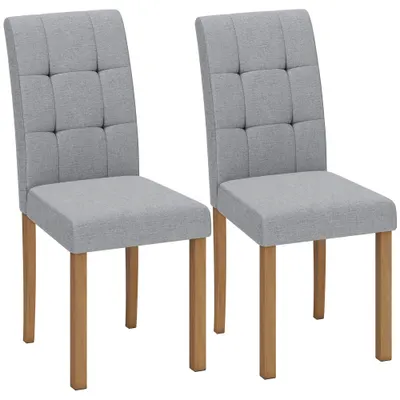 HOMCOM Set de 2 scaune pentru sufragerie, scaun de bucătărie modern cu șezut căptușit din țesătură cu aspect de in, gri deschis | Aosom Romania