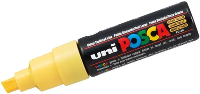 Marker permanent cu un varf tesit Uni Posca - PC-8K, 8 mm, galben pai
