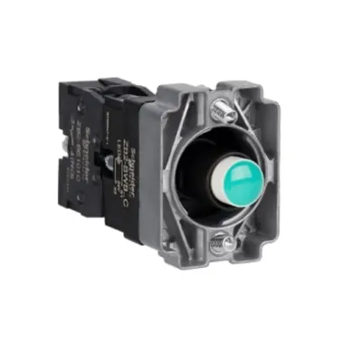 Bloc luminos cu corp si element de fixare, Easy Harmony XB2, metal, verde, bulb 24V DC LED, 24V AC/DC, 1NO