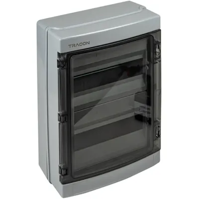 Cutie de distributie PT, cu usa transparenta, bareta N/PE 2×12 mod, H×W×D=420×323.5×139.5mm, IP65,1000 VAC,1500 VDC