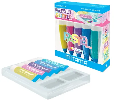 Vopsele tempera cu brocart Mitama - Pastel, lavabil, 5 culori