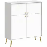 HOMCOM Sideboard modern, bufet de 105,4 cm cu 4 uși Soft-Close și picioare metalice, pentru sufragerie & bucătărie, alb-crem | Aosom Romania