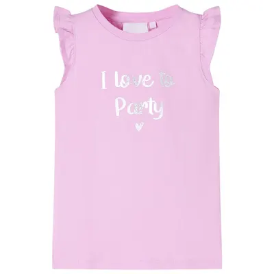 Tricou pentru copii cu mâneci cu volane, lila, 116