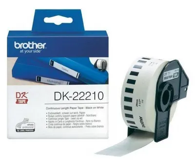 Bandă de hârtie Brother - DK-22210, pentru QL-500, 29mm, Black/White