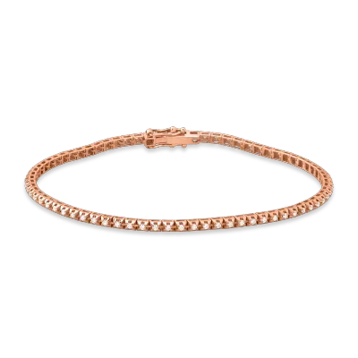 Bratara tennis din aur roz cu diamante maro de 1.22ct