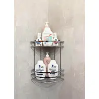Etajeră colț baie fără găurire, cu 2 niveluri, finisaj cromat