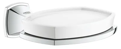 Savoniera Grohe, Grandera dish incl. holder, montare pe perete, fixare ascunsa, ceramic/metal, crom