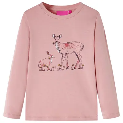Tricou de copii cu mâneci lungi, roz, 128