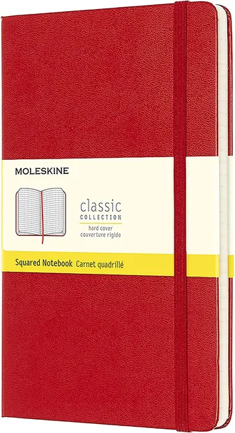 Agenda cu coperti tari Moleskine Classic Squared - Rosie, file cu patratele