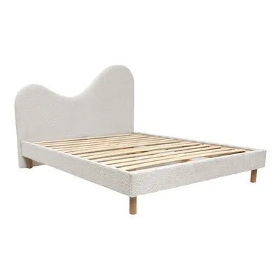 Pat matrimonial alb tapițat tapițat cu somieră 180x200 cm Celina – Bobochic Paris