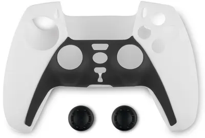 Husă din silicon pentru controler și protecție pentru butoane Spartan Gear - DualSense, alb/negru (PS5)