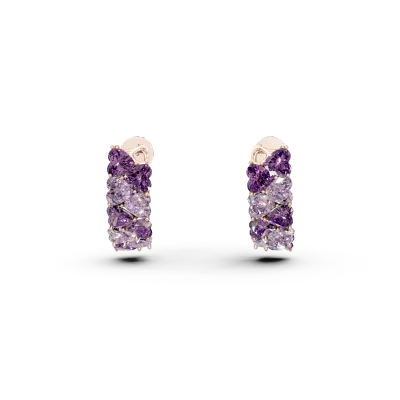 Cercei din aur roz cu ametiste heart de 4.3ct
