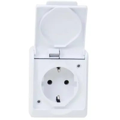 Priza Simpla Alba cu Capac Hermes, 16 A/250, IP44