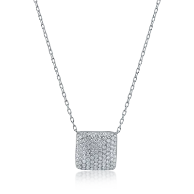 Lant cu pandantiv din aur alb cu diamante de 0.65ct