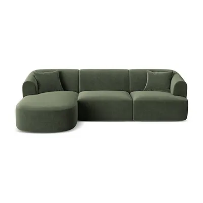 Colțar verde cu tapițerie din catifea (cu colț pe partea stângă/cu șezlong) Campi – Cosmopolitan Design
