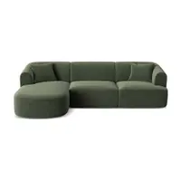 Colțar verde cu tapițerie din catifea (cu colț pe partea stângă/cu șezlong) Campi – Cosmopolitan Design