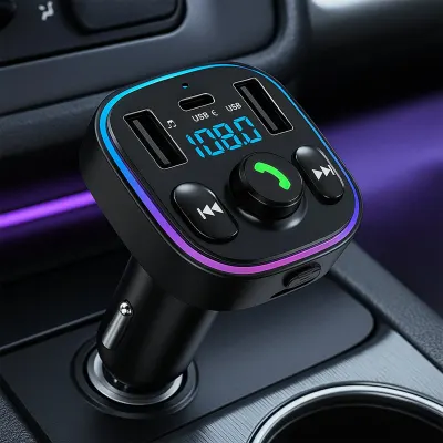 Modulator FM, Hands-Free Kit cu 10 functii, QC 3, Port USB Type-C, Negru - Default Title