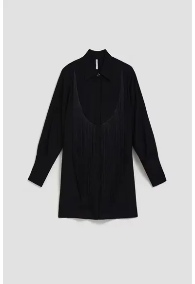 oversized cu franjuri - Negru