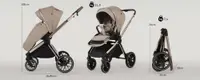 Carucior 2 in 1 Adamex Bianco Deluxe Collection cu suspensii, maner reglabil, certificat EN18882022 pana la 22 kg, Champagne Carbon