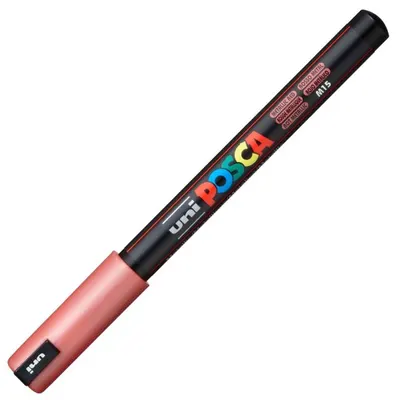 Marker cu vopsea Uni Posca PC-1MR varf metalic fin 0.7mm rosu metalizat