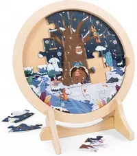 Puzzle din lemn HaPe International -4 sezoane, cu stand