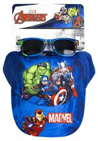 Set pentru copii Cerda - Avengers, pălărie și ochelari de soare, 53 cm