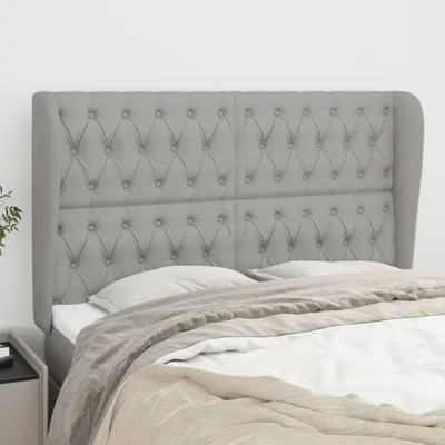 vidaXL Tăblie de pat cu aripioare gri deschis 163x23x118/128 cm textil