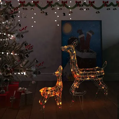 vidaXL Decorațiune de Crăciun familie reni 160 LED-uri colorat acril