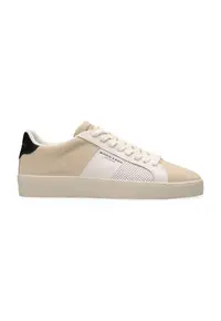 Pantofi sport cu detalii perforate - Alb fildes/Negru/Maro nisip