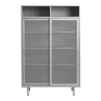Dulap gri din metal cu ușă glisantă 90x140x40 cm Veep – Unique Furniture