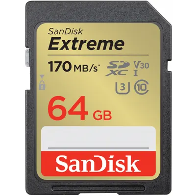 Card Memorie SDXC SanDisk Extreme, 64Gb, Clasa 10 / UHS-1 U3 SDSDXV2-064G-GNCIN