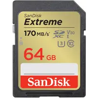 Card Memorie SDXC SanDisk Extreme, 64Gb, Clasa 10 / UHS-1 U3 SDSDXV2-064G-GNCIN