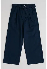 Pantaloni relaxed fit de in si bumbac cu o curea in talie - Albastru ultramarin