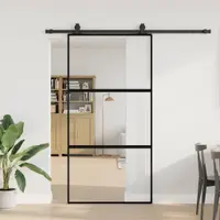 Gossi usa glisanta cu set de feronerie neagra sticla securizata