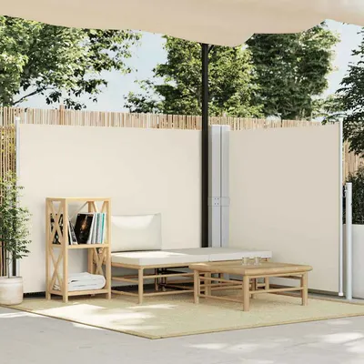 vidaXL Copertină laterală retractabilă, crem, 140 x 1000 cm